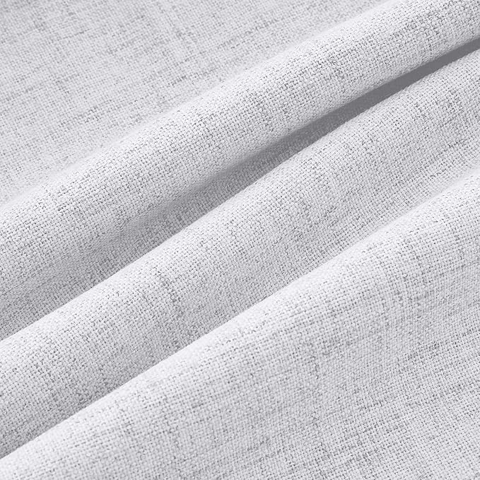 MIULEE 100% Blackout Linen Curtains 42 x 84 Inch Grayish White 2 Panels | - Image 9