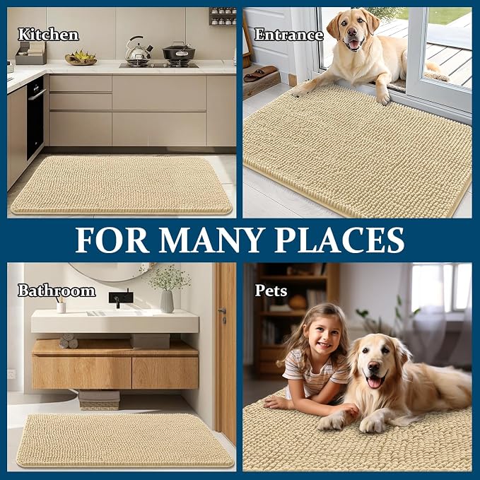 OLANLY Dog Door Mat for Muddy Paws 59x32, Super Absorbent Chenille Mud Mat | - Image 8