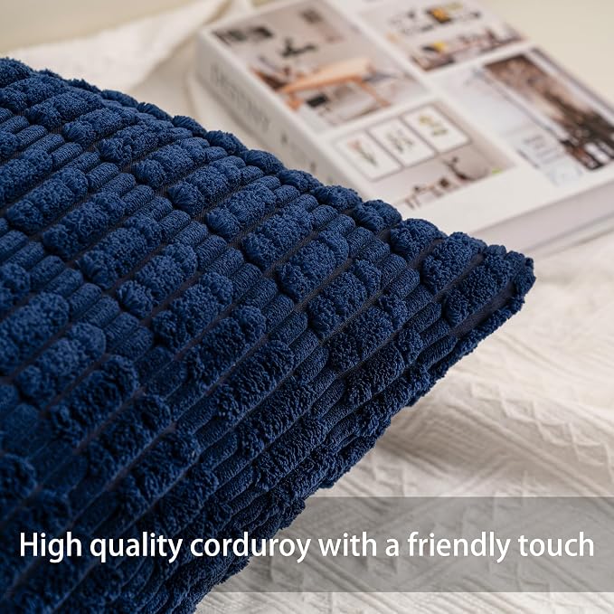 Aegero Pack of 2 Corduroy Decorative Throw Pillow Covers 18x18 Inch - Image 2