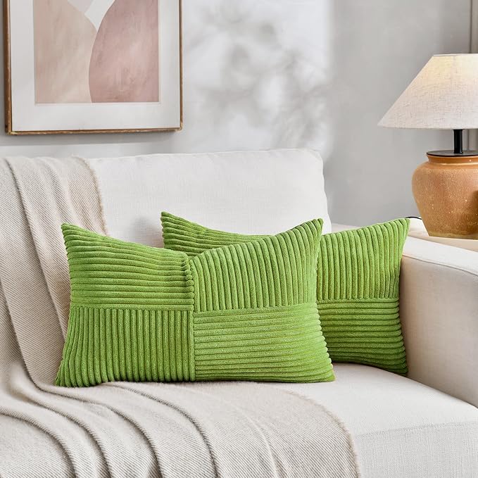 Fancy Homi Set of 2 Lime Green Lumbar Decorative Throw Pillow Covers 14x22 Inch - Image 5