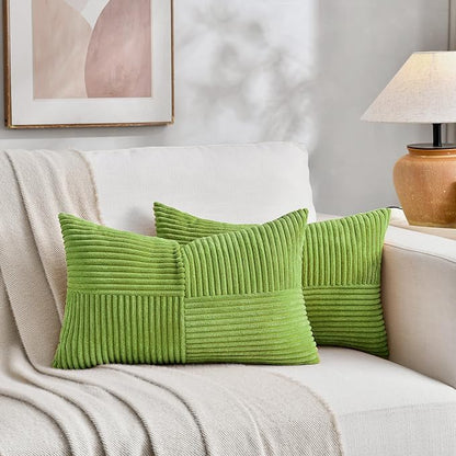 Fancy Homi Set of 2 Lime Green Lumbar Decorative Throw Pillow Covers 12x20 Inch - Image 5