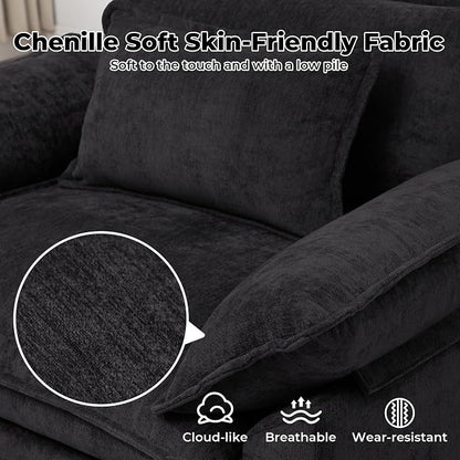 Oversized Accent Chair with Ottoman, Upholstered Armchair with Extra Thick - Image 4