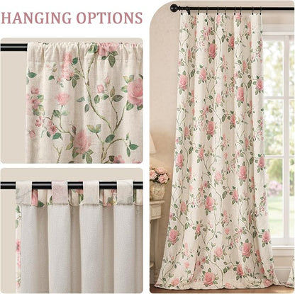 Vintage Floral 100% Blackout Curtains 84 Inch 2 Panels | Farmhouse Vintage - Image 8