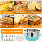 Aufind Springform Cake Pan 9 Inch, 304 Stainless Steel Baking Pan with Removable Bottom, Leakproof Nonstick Design Includes 12 Piping Tips, Silicone Mold and 50 Parchment Papers (9" Cake pan)
