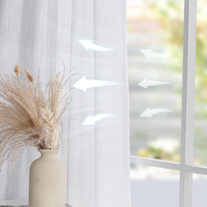 MYSKY HOME Floor to Ceiling Curtains 108 Inches White Sheer Window Drapes 1 - Image 4