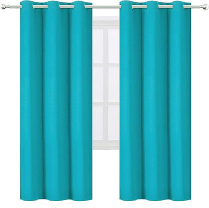 Teal Thermal Blackout Curtains/42 x 72 Inch/Set of 2 Panels Room Darkening - Image 2