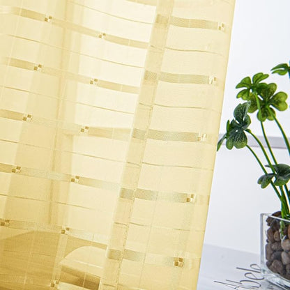 SpaceDresser Check Sheer Curtains 84 Inches Long - Image 2