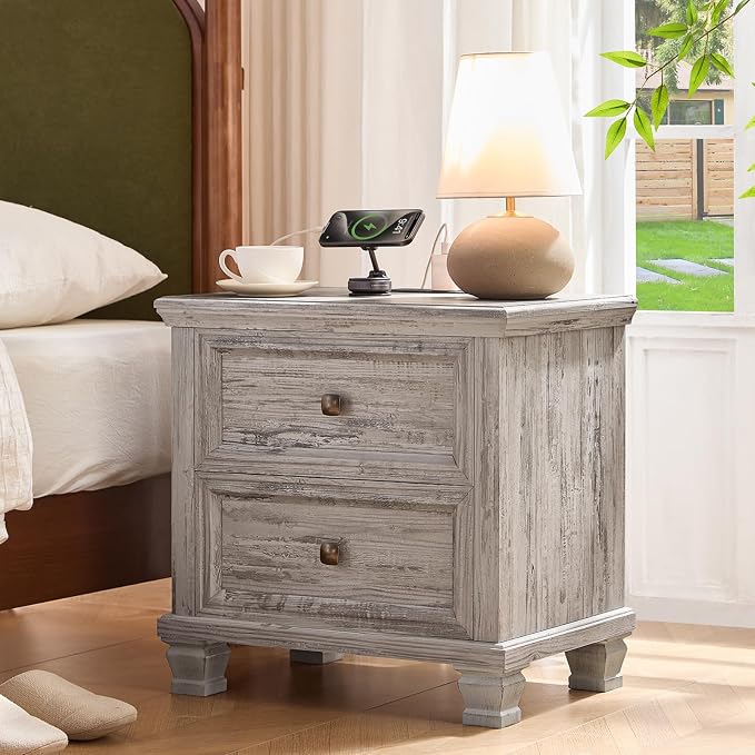 SAVOR LIFE Farmhouse Nightstand Set of 2 - Image 3