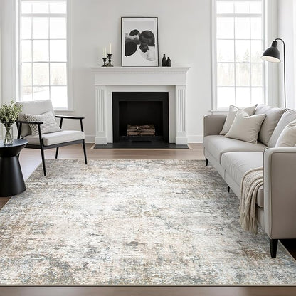Area Rug Living Room: 4x4 Modern Washable Indoor Soft Carpet Brown | by FXRHLP