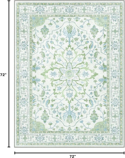 RELEANY Washable Area Rug, Square 6'x6', Water Repellent, Pet Friendly - Image 2