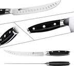 TUO Butcher Knife, 8 inch Meat Cleaver Scimitar Breaking Curved Slicing Carving Knife German HC Steel with Full Tang Pakkawood Handle, Kitchen Knife for Home and Restaurant
