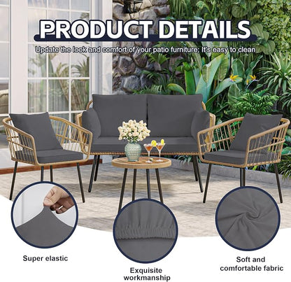8Pcs Patio Cushion Covers, Outdoor Stretch Cushion Covers, Washable | Stretch - Image 3