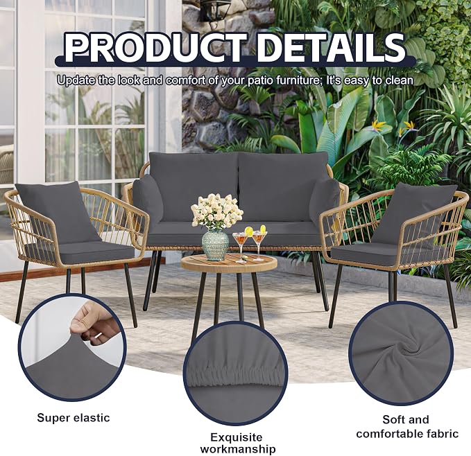 14Pcs Patio Cushion Covers, Outdoor Stretch Cushion Covers, Washable | Stretch - Image 3