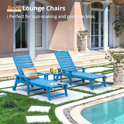 LUE BONA Lounge Chair Outdoor Set of 2, HDPS Chaise Lounge Outdoor - Image 3