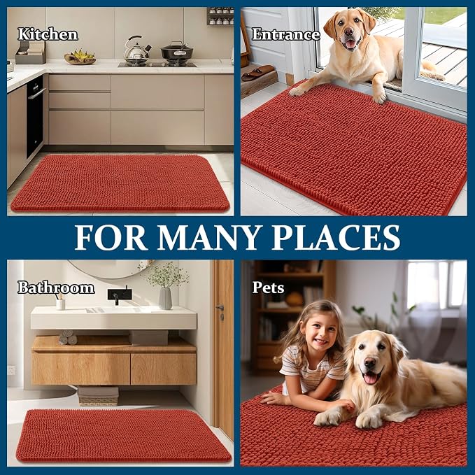 OLANLY Dog Door Mat for Muddy Paws 36x24, Super Absorbent Chenille Mud Mat | - Image 8