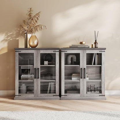 BELLEZE Set of 2 Glass Display Cabinet, Living Room, or Kitchen - Image 6