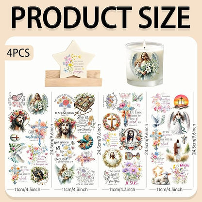 4 Sheets Rub on Transfers for Crafts, Bible Quotes Furniture Transfers for Wood - Image 2
