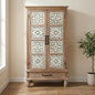 LKTART 55" Tall Vintage Sideboards Carved Wood Buffet Cabinet, Farmhouse Pantry by LKTART