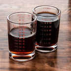 2 Pack Shot Glass Measuring Cup Set,3 oz/90 ML Liquid Heavy High Espresso Glass Cup,Dishwasher Safe,Measurement of Dry and Liquid Ingredients(Red Line)