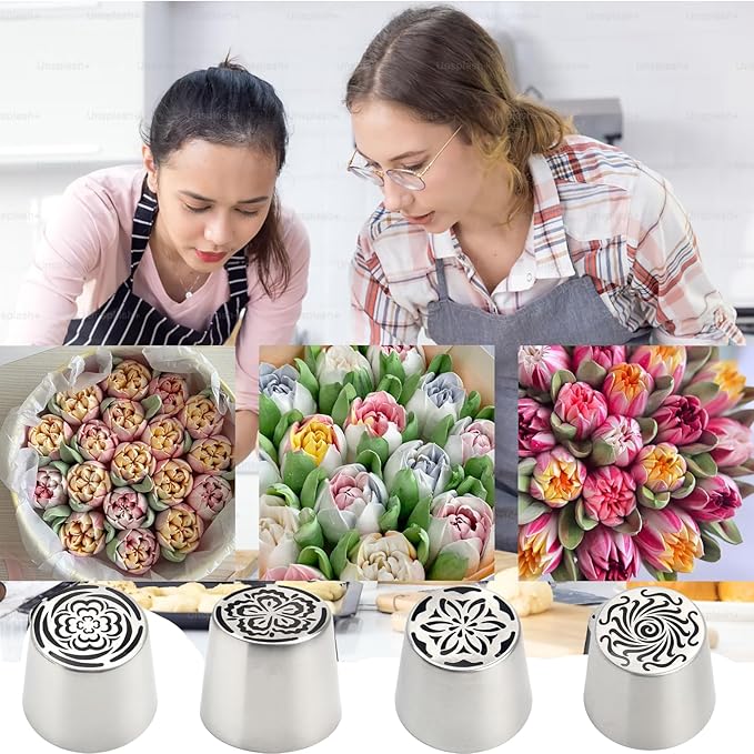 Extra Large Russian Piping Tips Cake Decorating Kit for Buttercream Roses 3D Floral Designs Baker Tools for Wedding Birthday Cakes Cupcakes Cookies