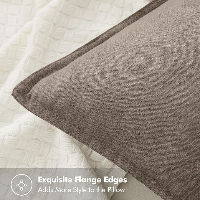 MIULEE Decorative Linen Pillow Covers 18x18 Inch Dune | Boho Farmhouse​ ​Fall - Image 2