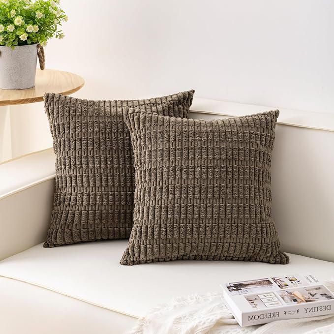 Aegero Pack of 2 Corduroy Decorative Throw Pillow Covers 16x16 Inch by Unknown