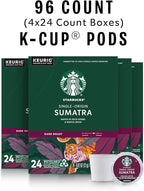 Starbucks K-Cup Coffee Pods, Dark Roast Coffee, Sumatra for Keurig Brewers, 100% Arabica, 4 boxes (96 pods total)