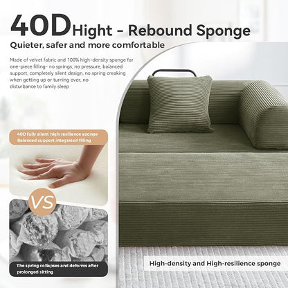 Sleeper Sofa, Comfy Convertible Folding Couch-Futon-Corduroy Fabric Sleeper - Image 7