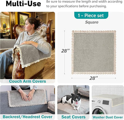Couch Arm Cover, Sofa Arm Covers, Non-Slip Lace Armrest Covers, - Image 3