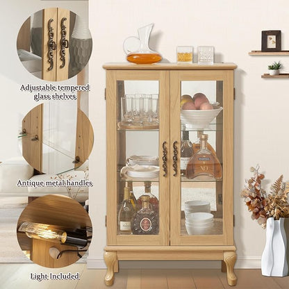 Curio Cabinet with Lighted, Curio Display Cabinet, Glass Display Cabinet with - Image 3