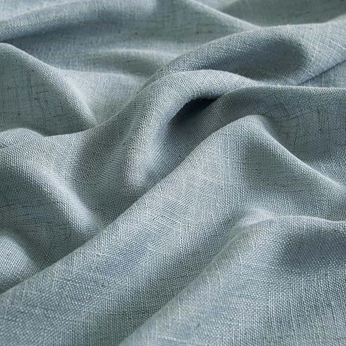 MIULEE Dusty Blue Linen Curtains 52x54 Inch 2 Panel - Image 4
