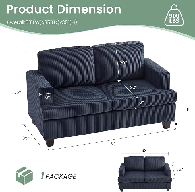 YOUDENOVA Sofa, 3 Piece Set Comfy Sofa, Loveseat & 2 3-Seater Couch - Image 2