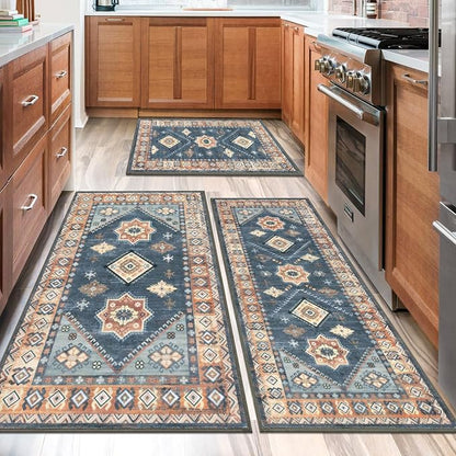 HEBE Boho Kitchen Rugs Set of 3, Non Slip Washable Kitchen Mats - Image 7