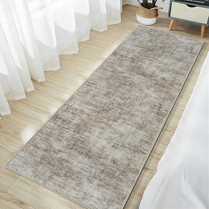 2'6''x8' Runner Rugs Washable Rug: Modern Abstract Hallway Brown Black Carpet - Image 2
