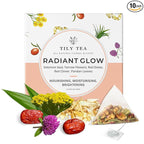 Tily Tea Radiant Glow Herbal Tea - Natural Tea to Support Skin Nourishment - Solomon Seal for A Glowing Complexion - Caffeine Free - 10 Plastic-Free Tea Bags