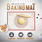 28 * 20 inches Red, Non-Slip Silicone Baking Sheets - Baking Mat with 0.7mm Thickness - Non-Stick Pastry & Cookie Mat for Kitchen Counter for Rolling Out Dough with Measurements.