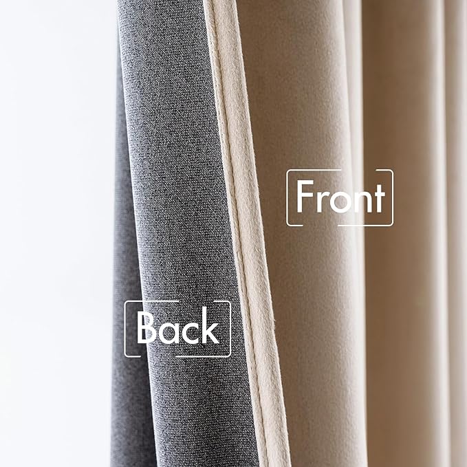 MIULEE Velvet Curtains 52x84 inches 2 Panels Camel Beige Blackout Curtains | - Image 6