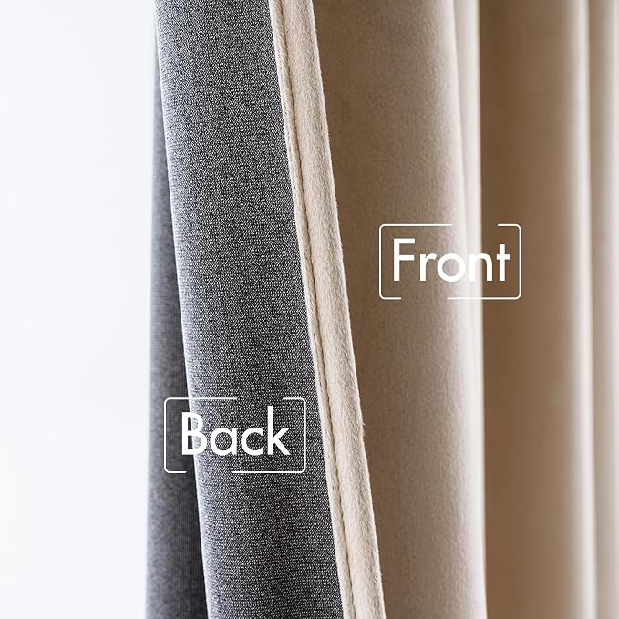 MIULEE Velvet Curtains 52x90 inches 2 Panels Camel Beige Blackout Curtains | - Image 6