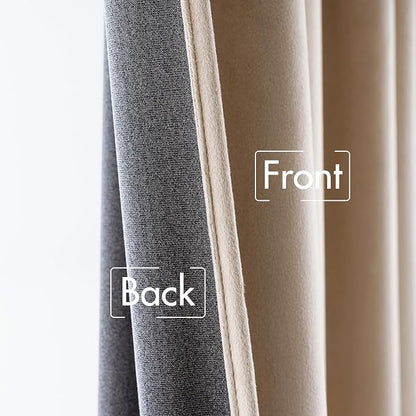 MIULEE Velvet Curtains 52x90 inches 2 Panels Camel Beige Blackout Curtains | - Image 6