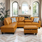 97.5" Yellow L Shaped Couch Set Leather, Modular Sectional Couches by Topcomfy
