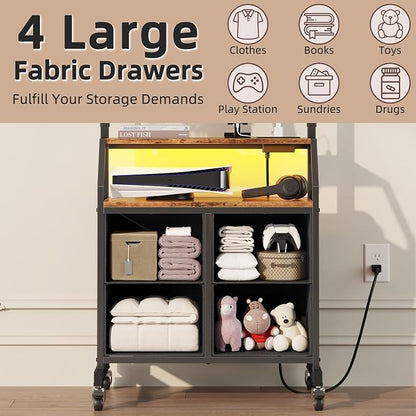 Rolling TV Stand with Mount & 4 Fabric Drawers - Image 6