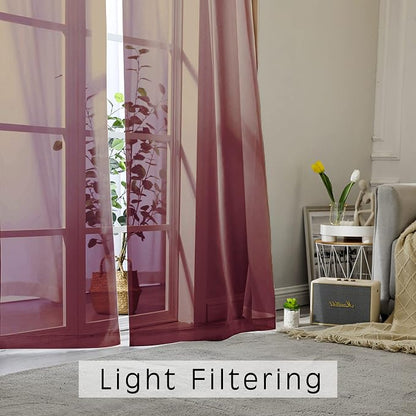 Sheer Curtains 54 inches Long 2 Panels Set, Rod Pocket Curtain Sheers - Image 4