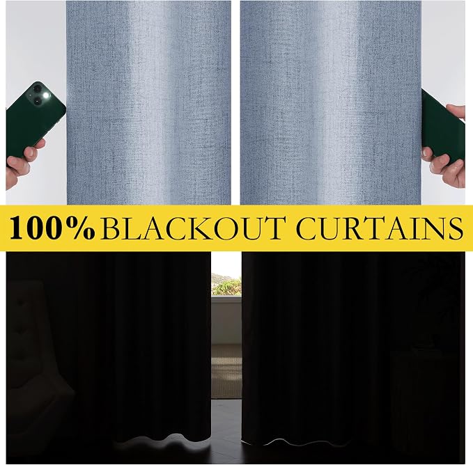 NICETOWN Linen 100% Blackout Cafe Curtains, Thermal Insulated & Noise Reducing - Image 5