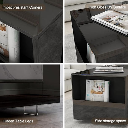39" High Gloss Wood Coffee Table - Image 3