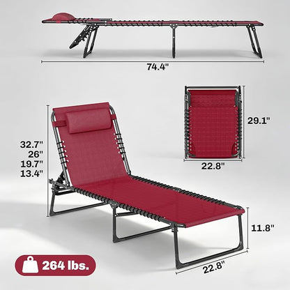 Outsunny Folding Chaise Lounge Chair, Patio Sun Tanning Chair, Outdoor Chaise - Image 3