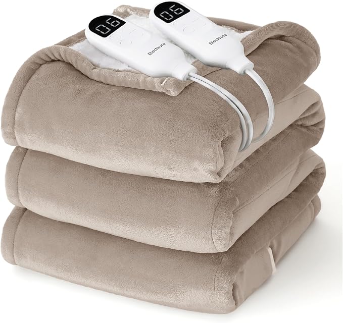 Bedsure Heated Blanket King Size, Dual Control Electric Blanket, Taupe | by Unknown