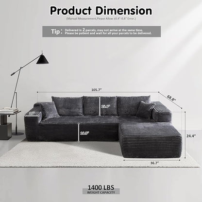 ovios 104" Cloud Boneless Couch - Image 2