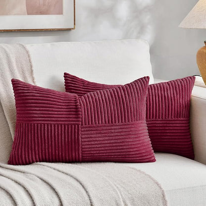Fancy Homi 2 Packs Burgundy Lumbar Decorative Throw Pillow Covers 12x20 Inch by Fancy+Homi