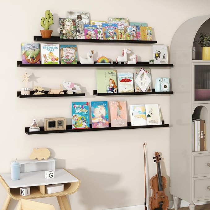Fun Memories Picture Ledge Shelves Set of 2, 32 Inch Rustic Wall Mounted - Image 6