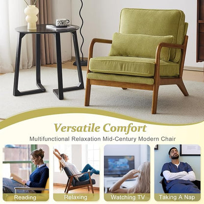 VINGLI Upgraded Premium Corduroy Accent Chairs Set of 2, Upholstered Arm Chair - Image 7